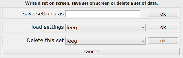 choose, save or delete a predefined set of data.