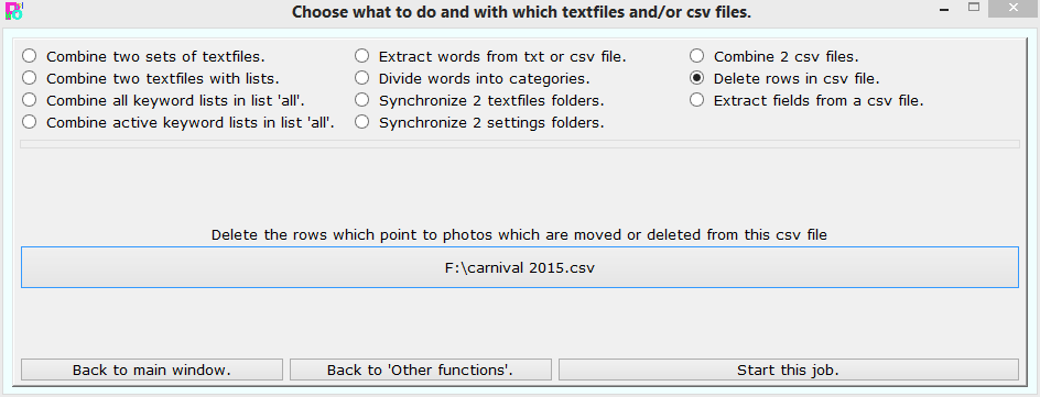 Delete rows in csv file.