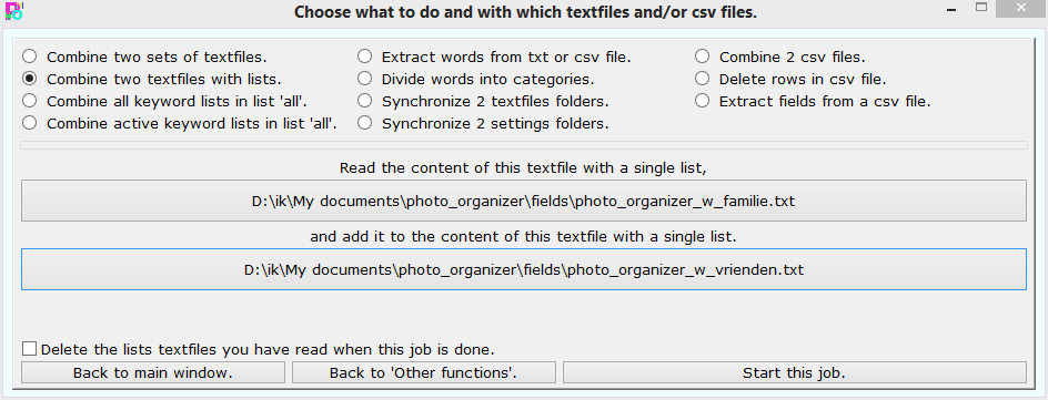 Combine 2 textfiles with fields.