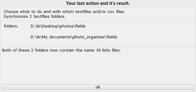 Result of synchronizing 2 folders with lists.