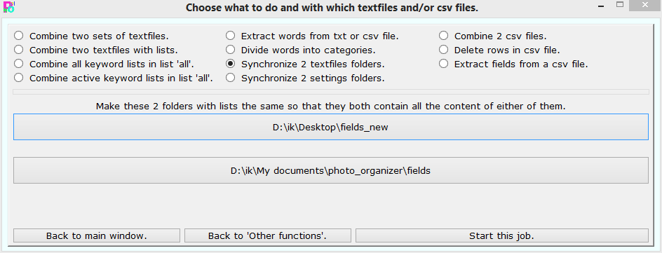 Synchronize 2 folders with lists.