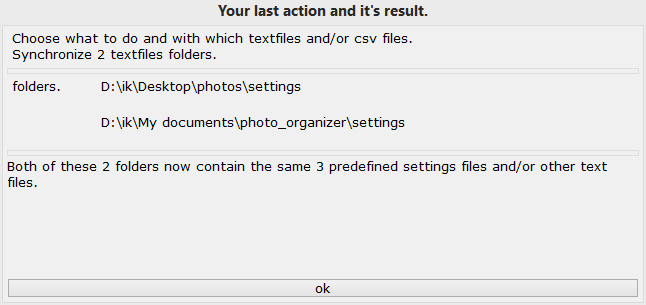 Result of synchronizing 2 settings folders with txt files.