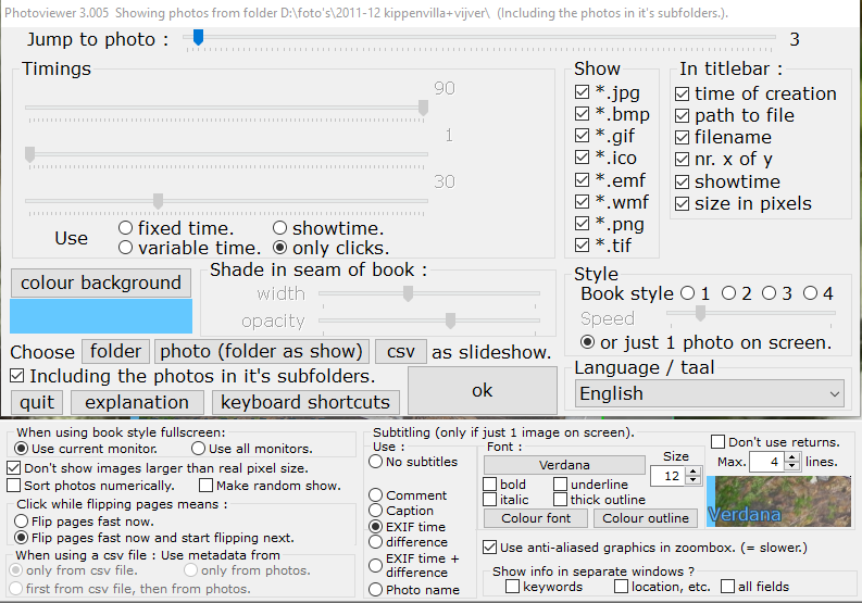 Main dialogbox for Photo viewer.