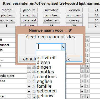 Kies een naam voor een trefwoord lijst.