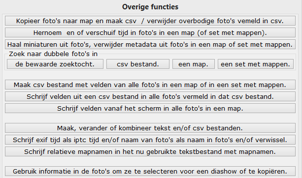 Overige functies dialoog venster.