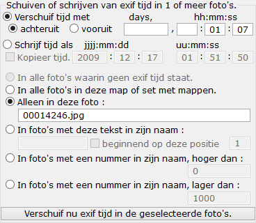 Manipuleer de EXIF tijd.