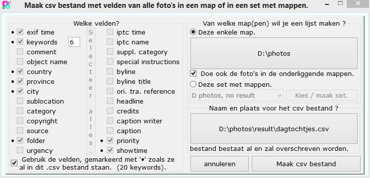 Schrijf een csv bestand.