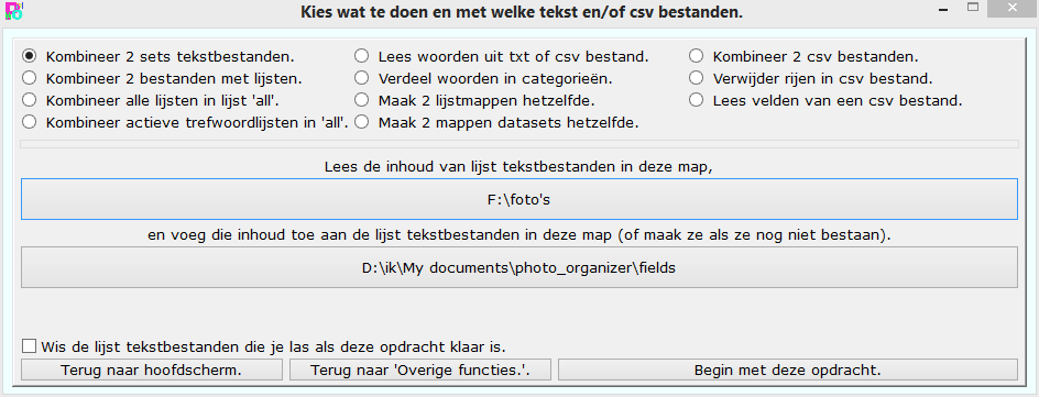 Combineer twee sets met tekstbestanden.