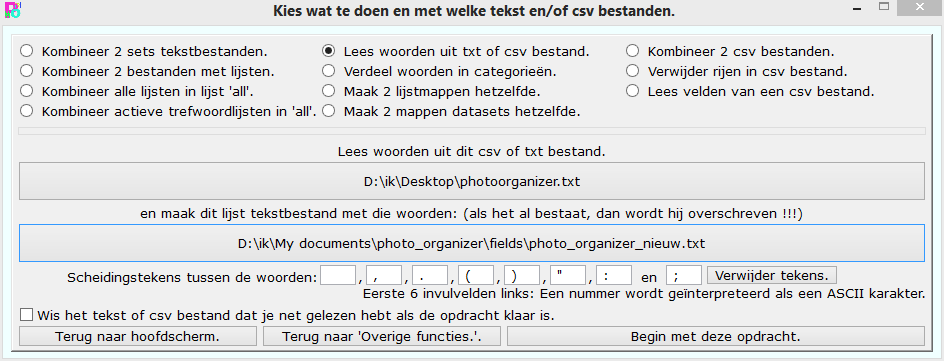 Lees woorden in een txt of csv bestand.