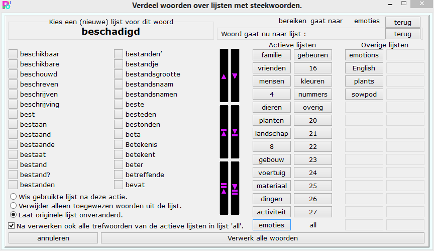 Verdelen van woorden.