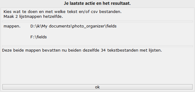 Resultaat van het synchroniseren van 2 mappen met lijsten.