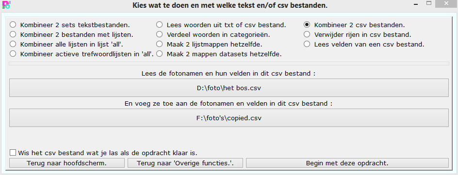 Combineer 2 csv bestanden.